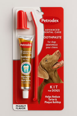 PETRODEX KIT DENTAL PARA PERROS  CON SABOR A MANTEQUILLA DE CACAHUETE