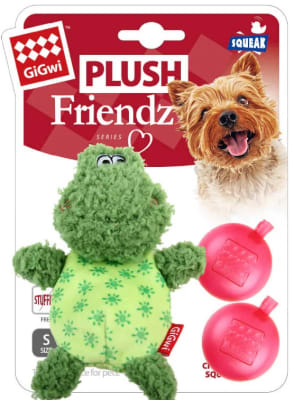 Frog Plush Friendz w/refillable squeaker Green