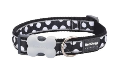 REDDINGO COLLAR DOG WHITE SPOTS ON BLACK
