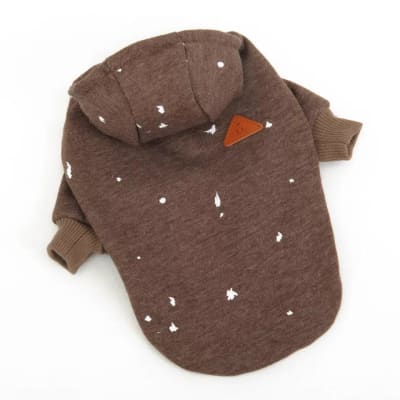 HOOPET CHOMPA CON CAPUCHA MARRÓN CON MANCHAS BLANCAS Mr-S1