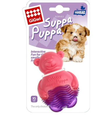 GIGWI SUPPA PUPPA BEAR-PINK/PURPLE