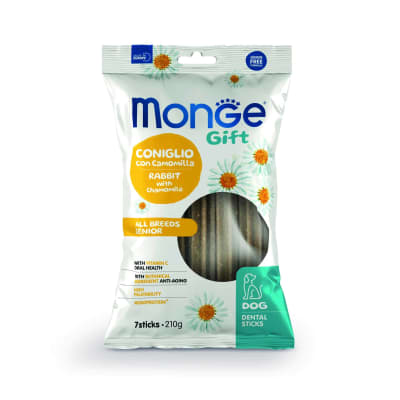 Monge Gift Dental Sticks All Breeds Dog Senior – Conejo y Manzanilla