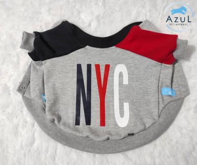 AZUL POLERA PLOMO NYC-2XS)