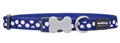 REDDINGO COLLAR DOG WHITE SPOTS ON NAVY