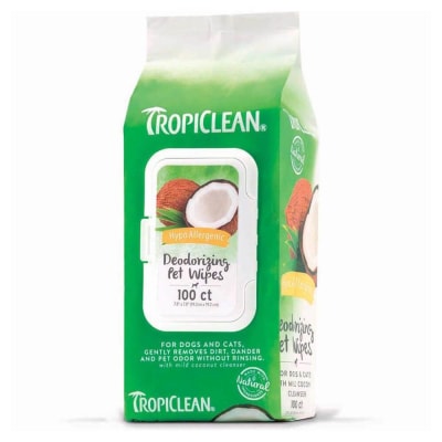 TROPICLEAN WIPES HIPOALERGENICOS 100 UNID
