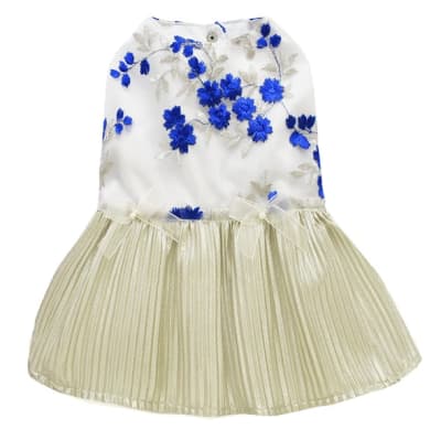 KIZZABELLA VESTIDO ALEJANDRA AZUL CON DORADO