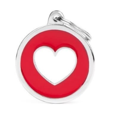 MY FAMILY CHARMS RED CIRCLE WHITE HEART