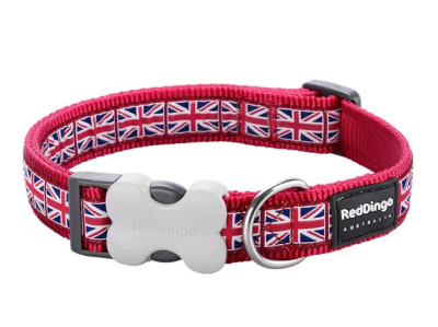 REDDINGO COLLAR DOG UNION JACK FLAG ON RED