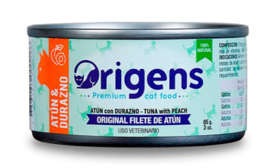 ORIGENS COMIDA HUMEDA  PARA GATO DE ATUN &DURAZNO (85gr)1