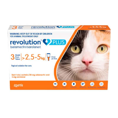 REVOLUTION PLUS PIPETA DE 2.5 A 5 KG x UNIDAD (GATOS) 0.50ML