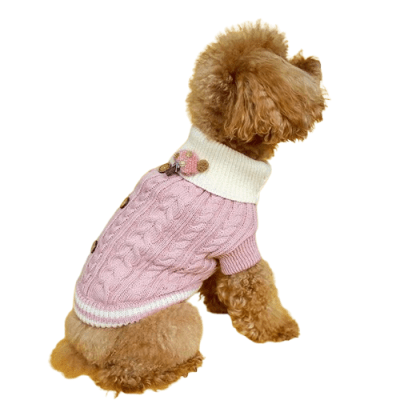 PETCIRCLE CHOMPA TRENZADA TEJIDA ROSADA-MEDIUM