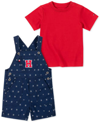 Conjunto Tommy Hilfiger Kids polera roja y jardinera jeans1