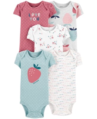 Set 5 bodys Carter´s manga corta frutillas