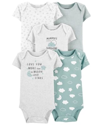 Set 5 bodys Carter´s manga corta dulces gris milk1