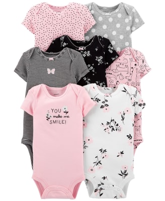 Set 7 bodys Carter´s manga corta rosa y gris