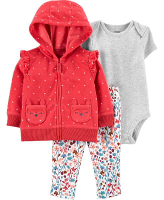 Conjunto Carter's 3 piezas flores fucsia