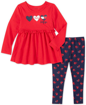 Conjunto Tommy Hilfiger Kids polera y leggins de corazones1