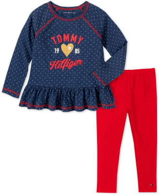 Conjunto Tommy Hilfiger Kids leggins y polera azul marino puntos1