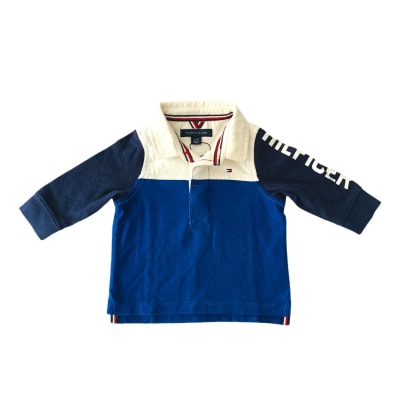 Polera Tommy Hilfiger Kids pique manga larga azul1