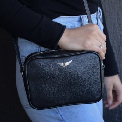 Cartera Zadig et Voltaire Crossbody Cuadrado Cuero Liso Negro