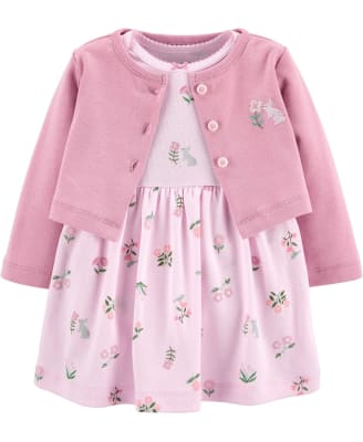 Conjunto Carter's 2 piezas cardigan y vestido rosado1