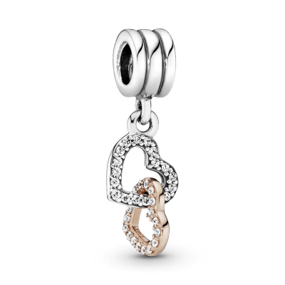 Charm Pandora corazones entrelazados colgantes plata y oro1