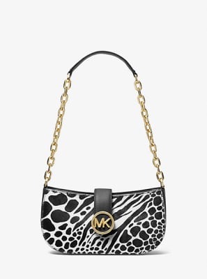 Cartera Michael Kors Carmen Pouchette Cuero Pelo print negro1