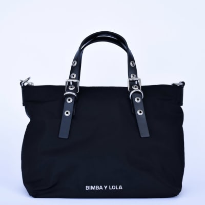 Cartera Bimba y Lola Shopper M Nylon Negro Correa Verde1