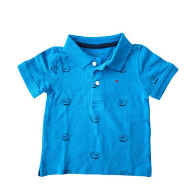 Polera Tommy Hilfiger Kids pique estampado azul