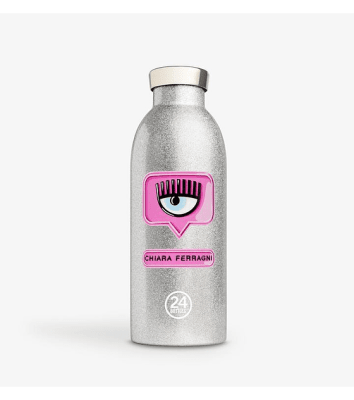 Botella Chiara Ferragni termica plateada glitter1