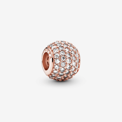 Charm Pandora redondo rosegold circones blancos1