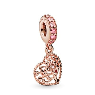 Charm Pandora corazon arbol de la familia Rose gold1