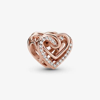 Charm Pandora corazones entrelazados rose gold1