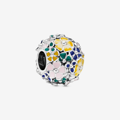 Charm Pandora redondo flores multicolor1