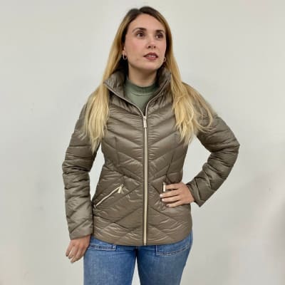 Parka mujer Michael Kors manga larga con gorro Taupe1