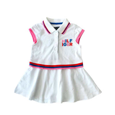Vestido Tommy Hilfiger Kids cintura tricolor blanco