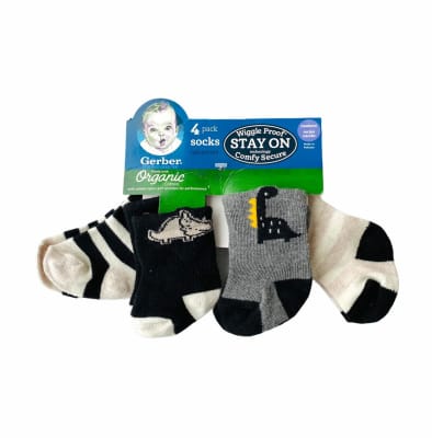 Set 4 calcetines Gerber dinosaurios negro1