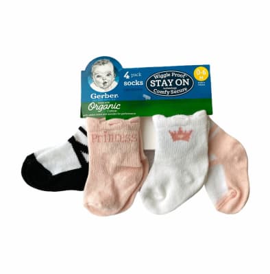 Set 4 calcetines Gerber princess rosa1