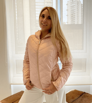 Parka Mujer Michael Kors Plumas reversible rosado1