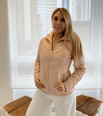 Parka Mujer Michael Kors Plumas reversible rosado