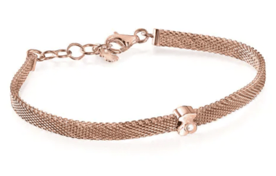 Pulsera Tous malla rosegold con oso perla1