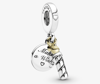 Charm Pandora colgante Vela de cumpleaños de dos tonos1