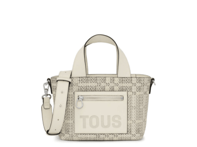 Crossbody Tous Capazo beige con letras tous cafe1