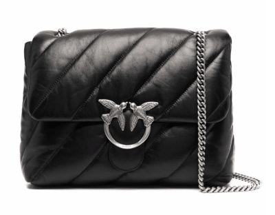 Cartera Pinko Love Big Puff Maxi Negra broche plateado1