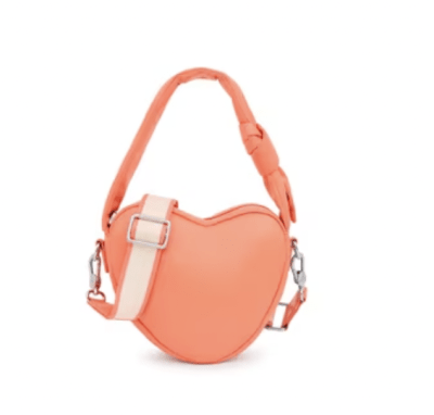 Cartera Tous Corazón Cuero Naranjo con Strap Blanco Borde Naranjo1