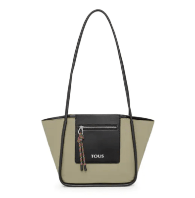 Cartera Tous Capazo empire cotton verde asa cuero negro1