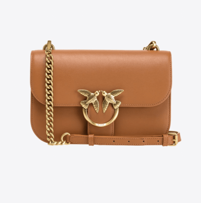 Cartera Pinko Crossbody Classic love Camel1