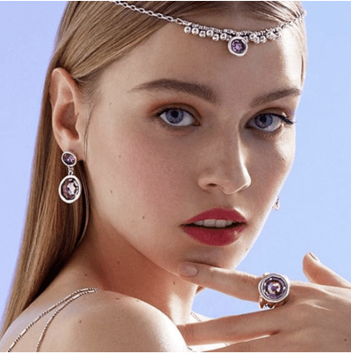 Aros Uno de 50 Dos cristales redondos rosados1