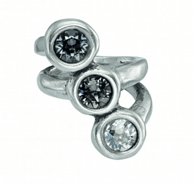 Anillo Uno de 50 de plata con 3 cristales plateados