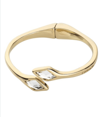 Pulsera Uno de 50 Doble baño de Oro dos rombos transparente dorada